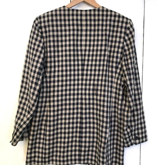 Casual Corner Linen Blend Plaid Blazer – Navy & Sand, 10, Fully Lined, Like New - Picture 9 of 13